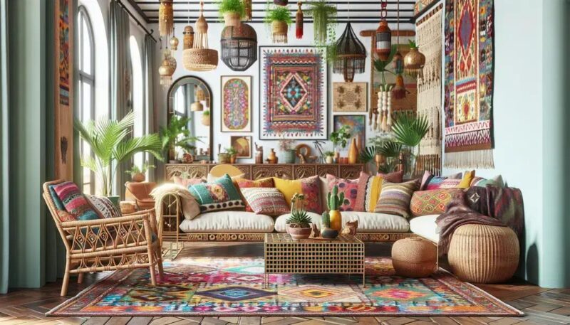 Decoração boho para sala de estar